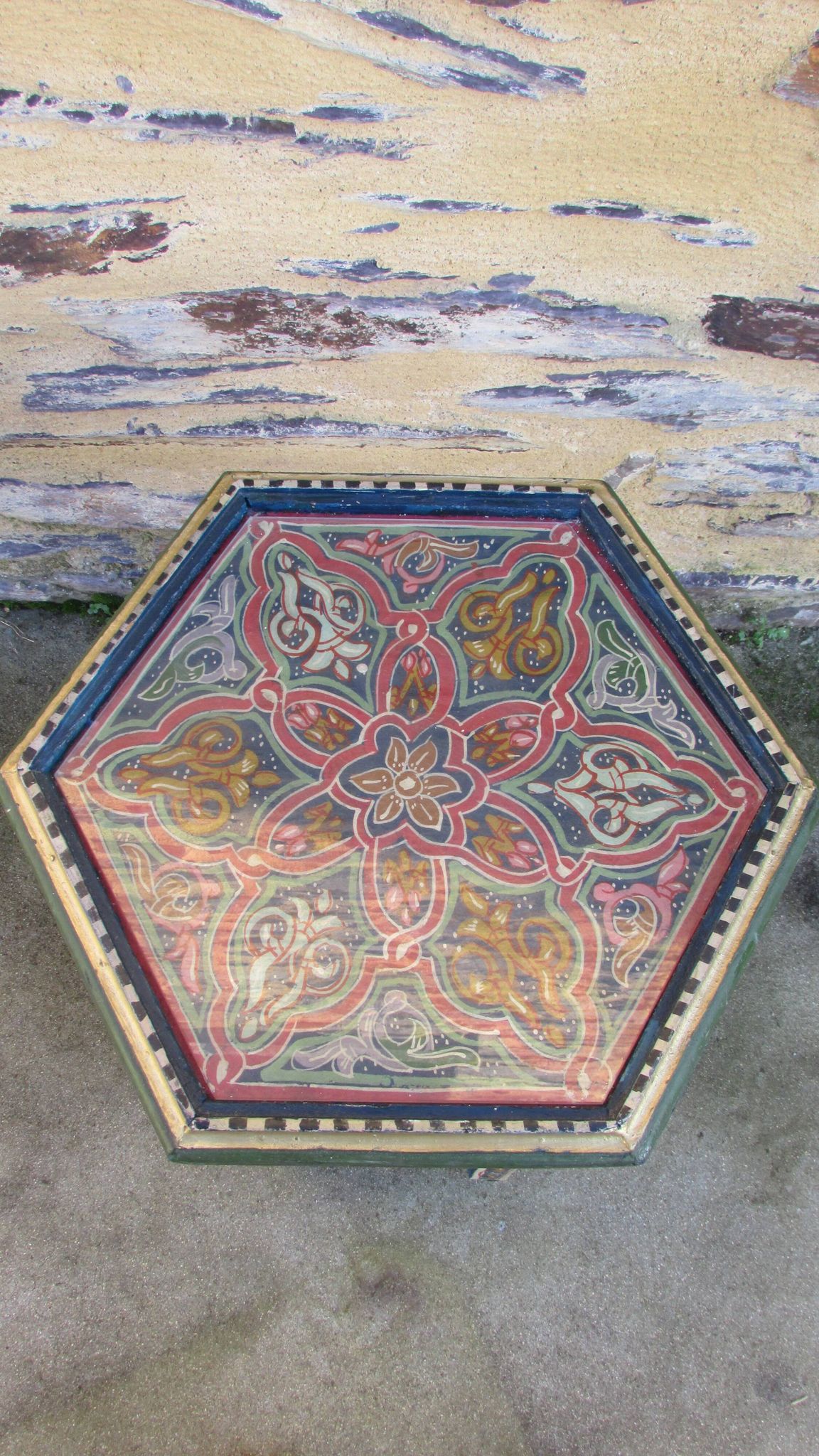 Hand-painted Moroccan octagonal coffee table