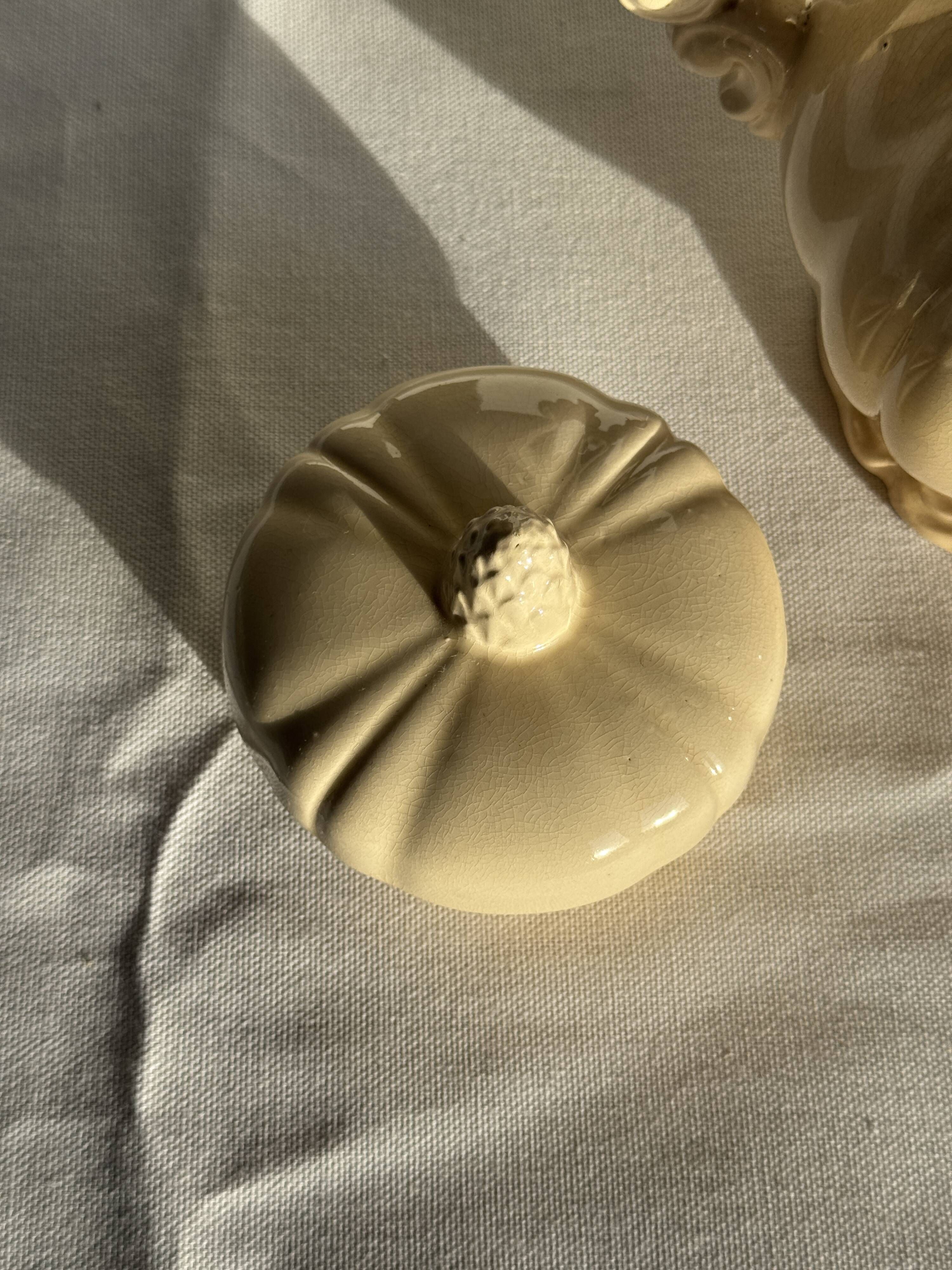 Cream teapot and its sugar bowl Sarreguemines France