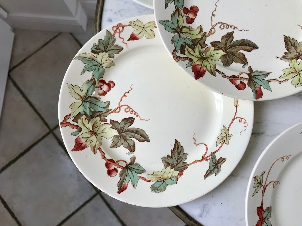 set of 8 dessert plates Terre de Fer Lunéville model Lier XIXth