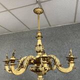 Large Venetian chandelier in Louis XV style in lacquered and gilded wood from the early 20th century