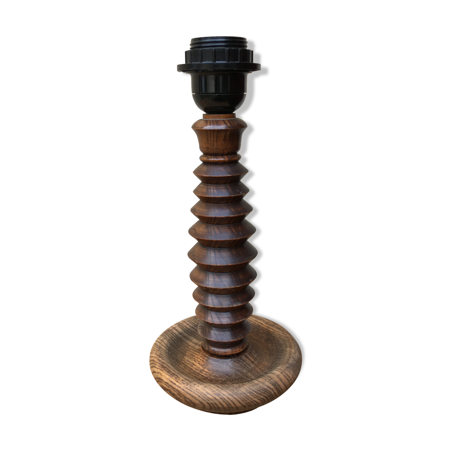 Pied de lampe vintage en bois zig zag