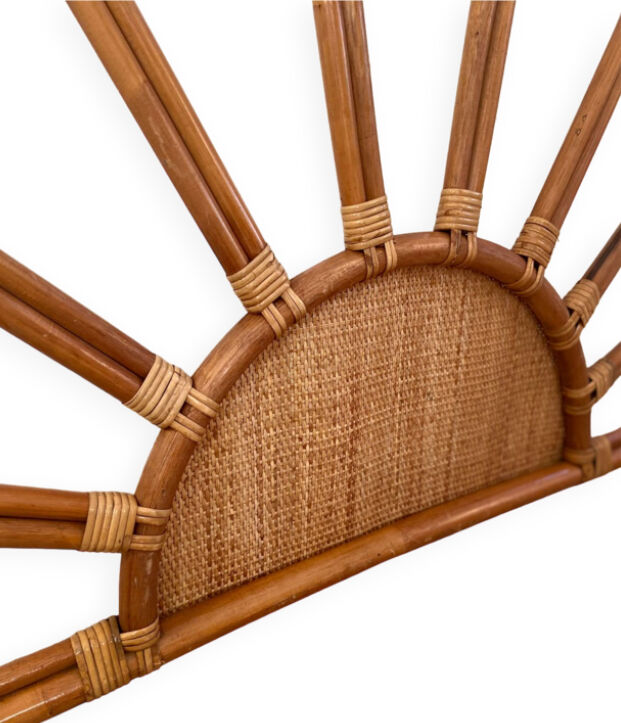 Vintage 1970s rattan and cane headboard for a double bed.