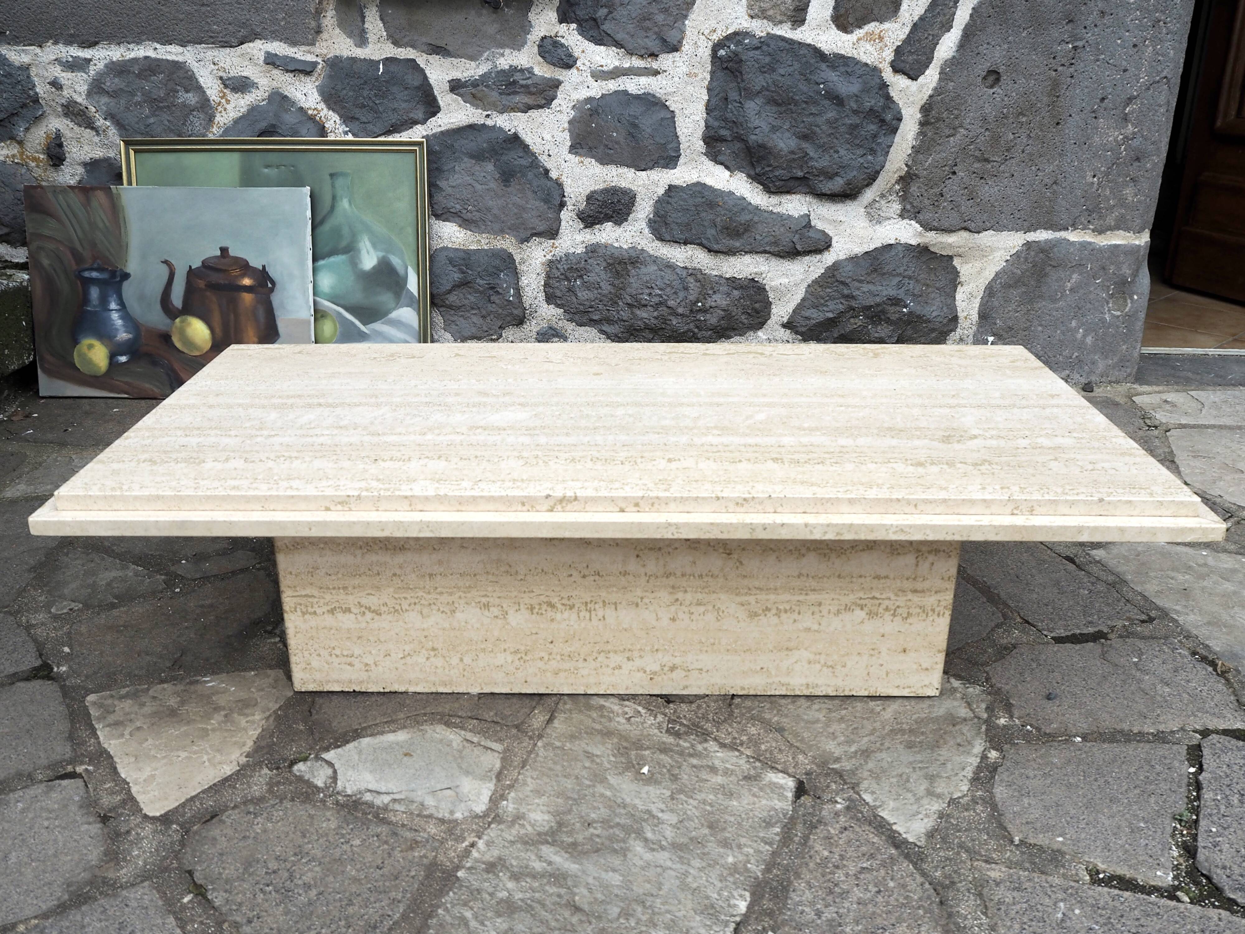 Travertine coffee table