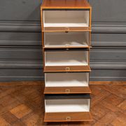 Furniture Cardboard chiffonnier leather patina fawn struck with iron 5 drawers