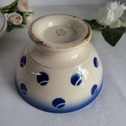 Antique Lunéville earthenware bowl KG with blue polka dots