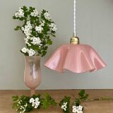 Vintage lampshade pendant light in pink opaline