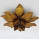 Wall light, ceiling light sun foliage in gold metal, vintage ceiling light. Italy 70s