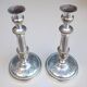 Antique silver-plated metal candlesticks