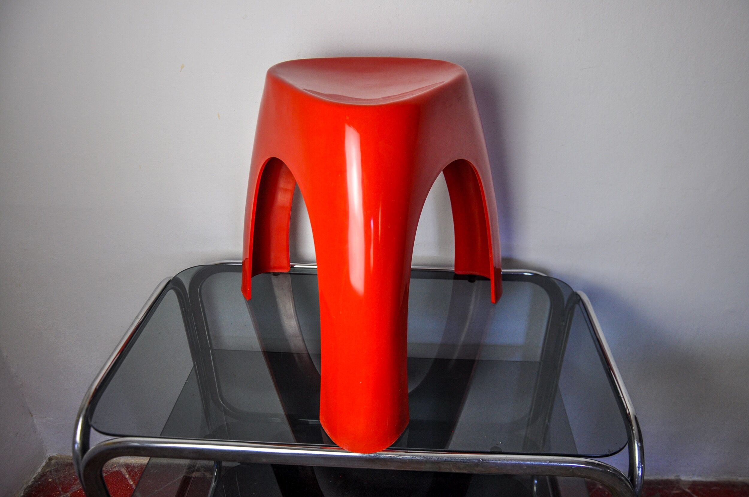 Red elephant stool by vilmer, spain, 1980