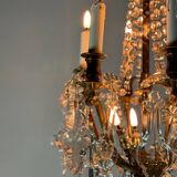 Gilt bronze cage chandelier decorated with cut crystal pendants circa 1900