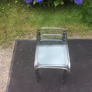 Vintage trundle tables in chrome tubular steel and glass