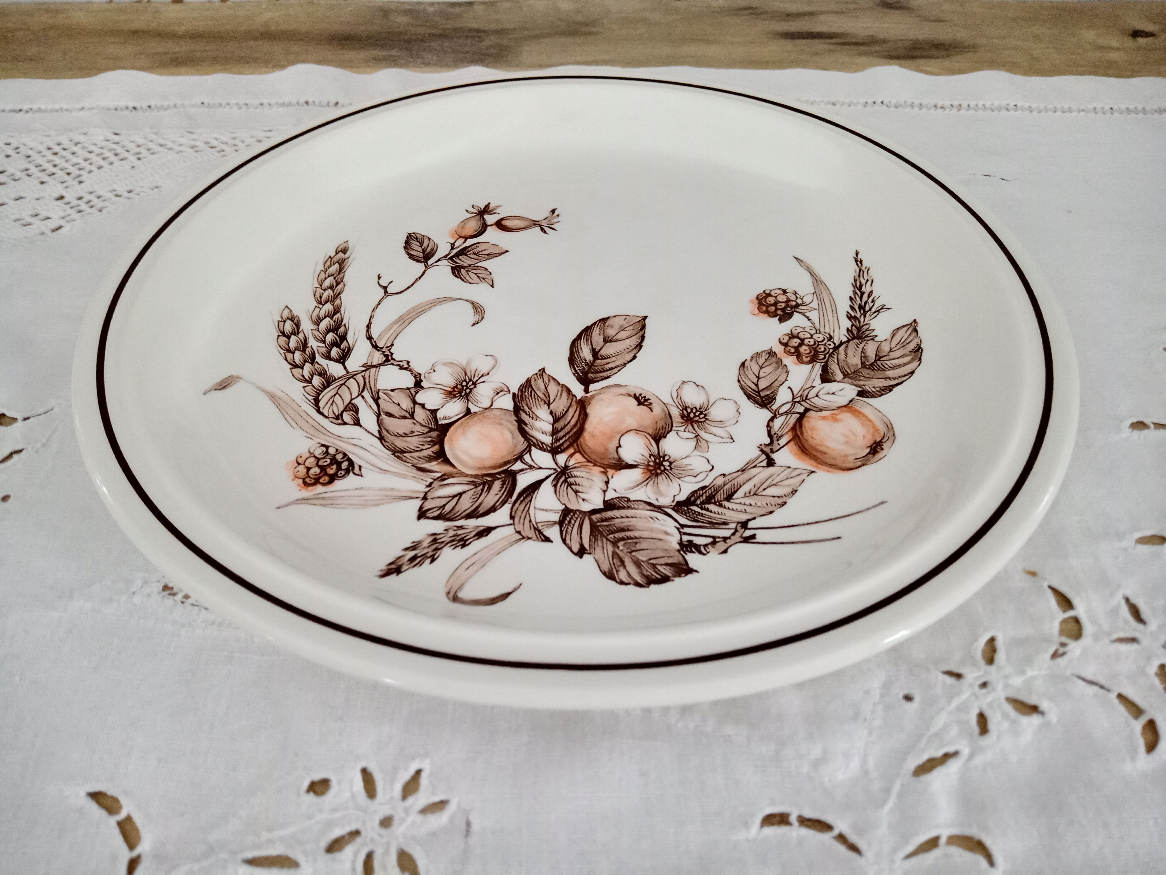 Plat rond anglais vintage décor automnal "Royal Tudor Crown Harvest Grindley & Co Ltd Staffordshire