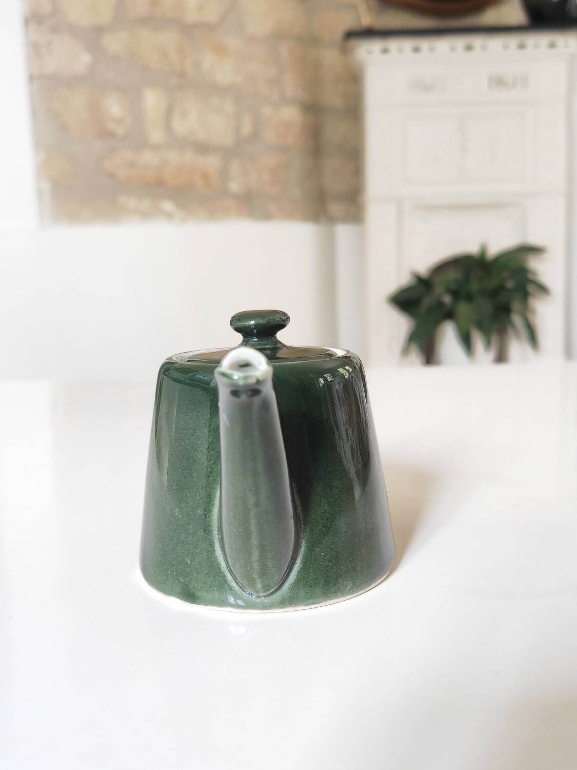 Théière de bistrot individuelle en porcelaine verte