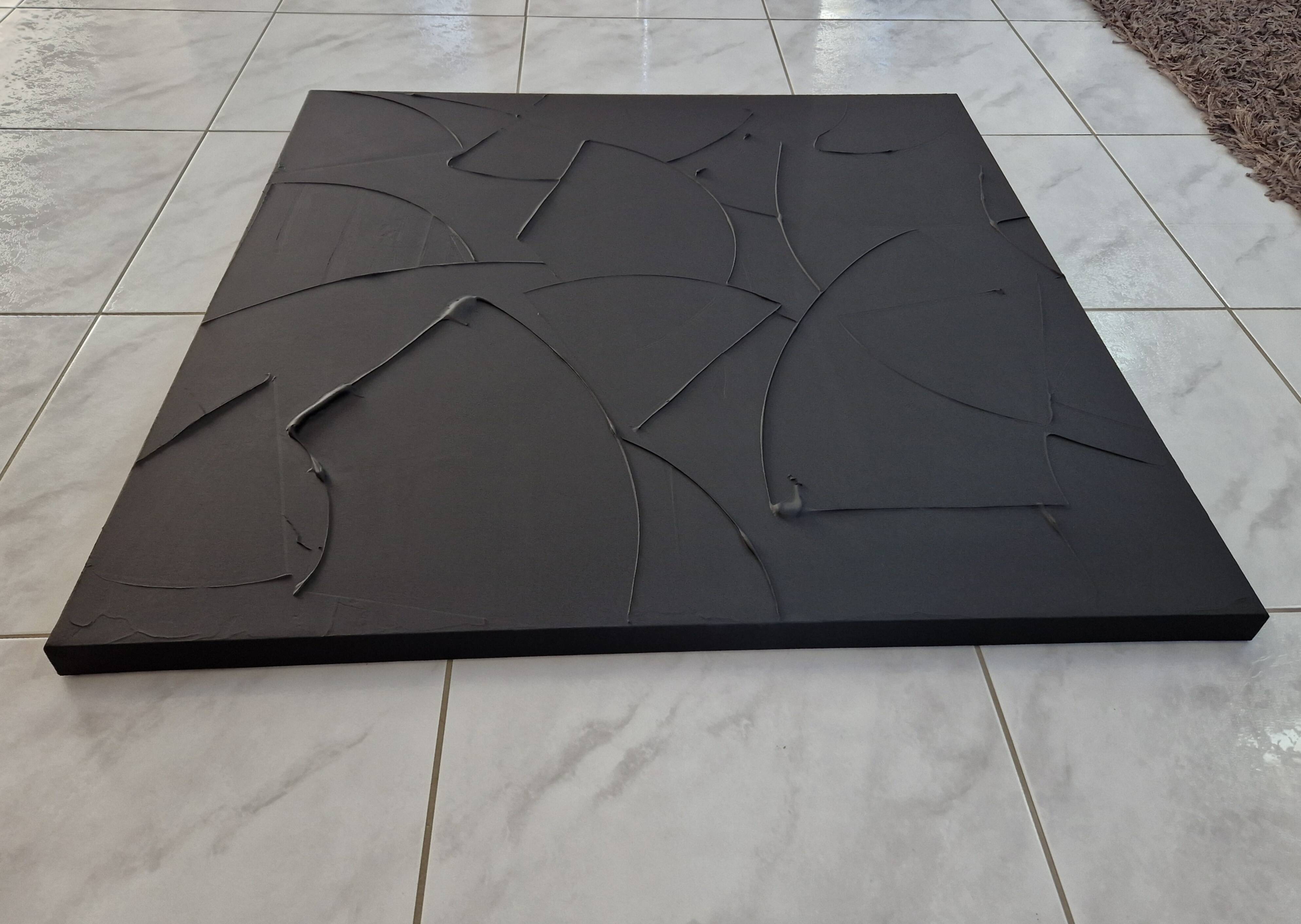 Black minimalist monochrome abstract painting painting