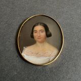 Miniature début XIXe peinte à la main par Bouvier portrait de femme