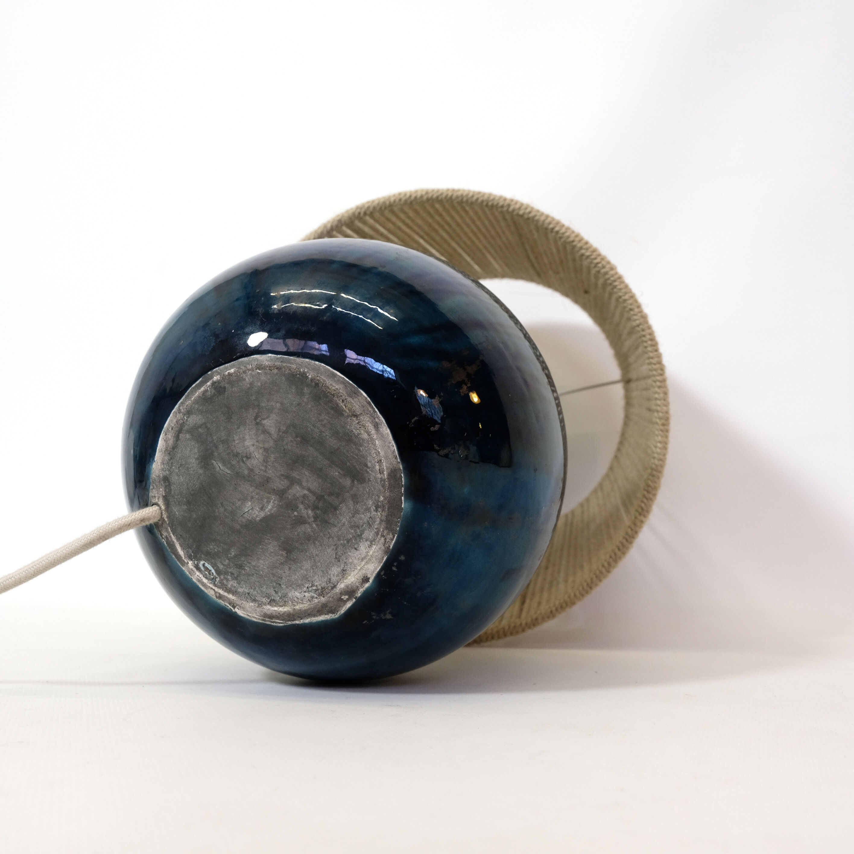 Blue glazed ceramic lamp