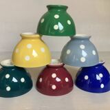 Six small polka dot bowls Boch Frères Belgium