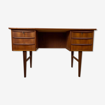 Bureau double face scandinave vintage en teck, années 60