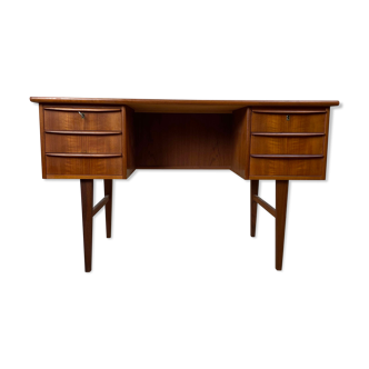 Bureau double face scandinave vintage en teck, années 60