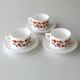 3 coffee cups and under cups arcopal - vintage orange flower model