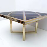 Romeo Rega Mid-century Modern Italian Black Glass, Brass and Chrome Dining