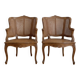 Pair of Louis XV armchairs in wood and caning