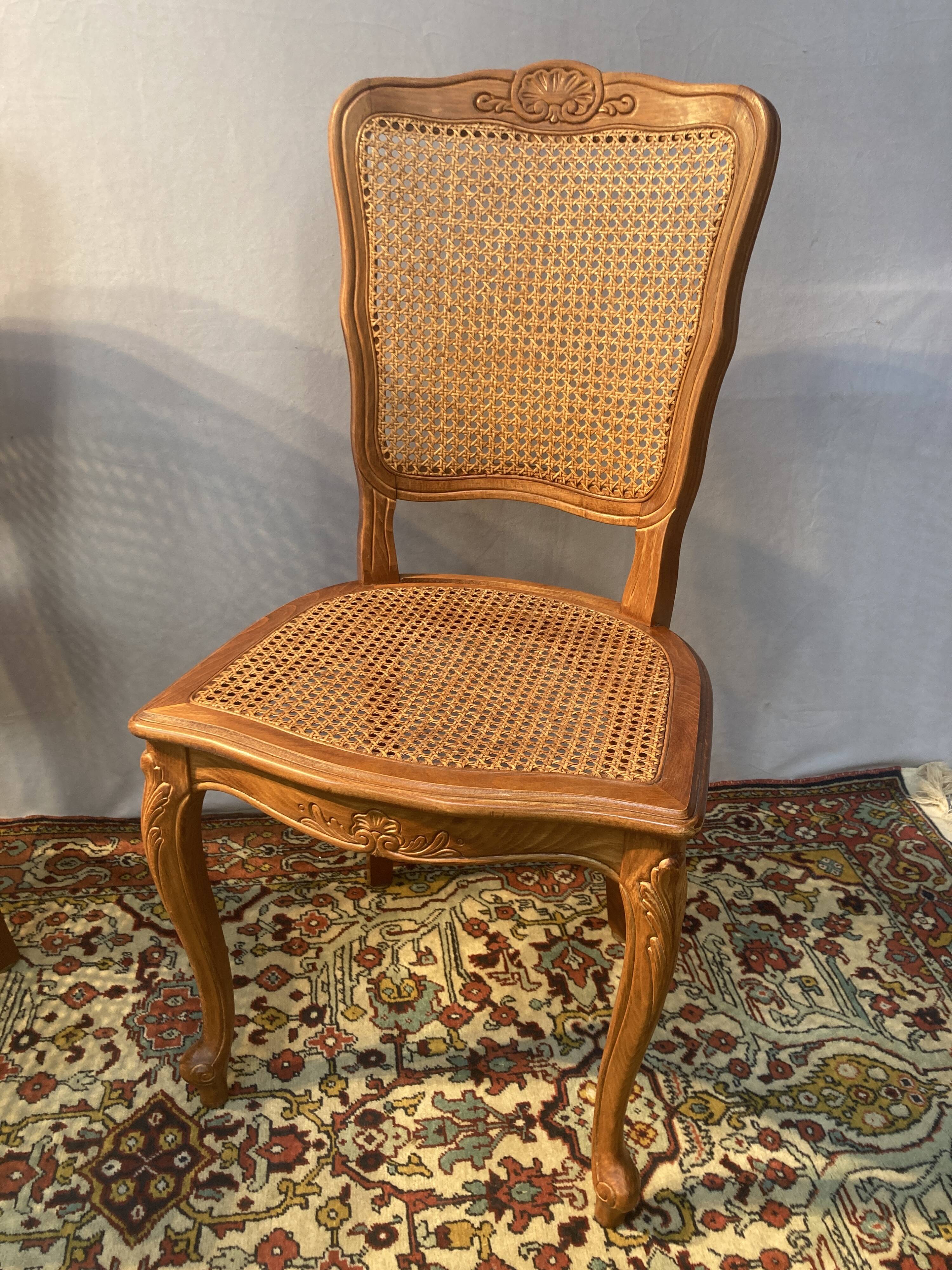 Pair of canned chairs