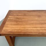 Large modernist farmhouse table in solid beech, thick dowelled top.