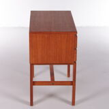 Vintage teak chest of drawers with leather handles by fröseke nybrofabrik, 1970s