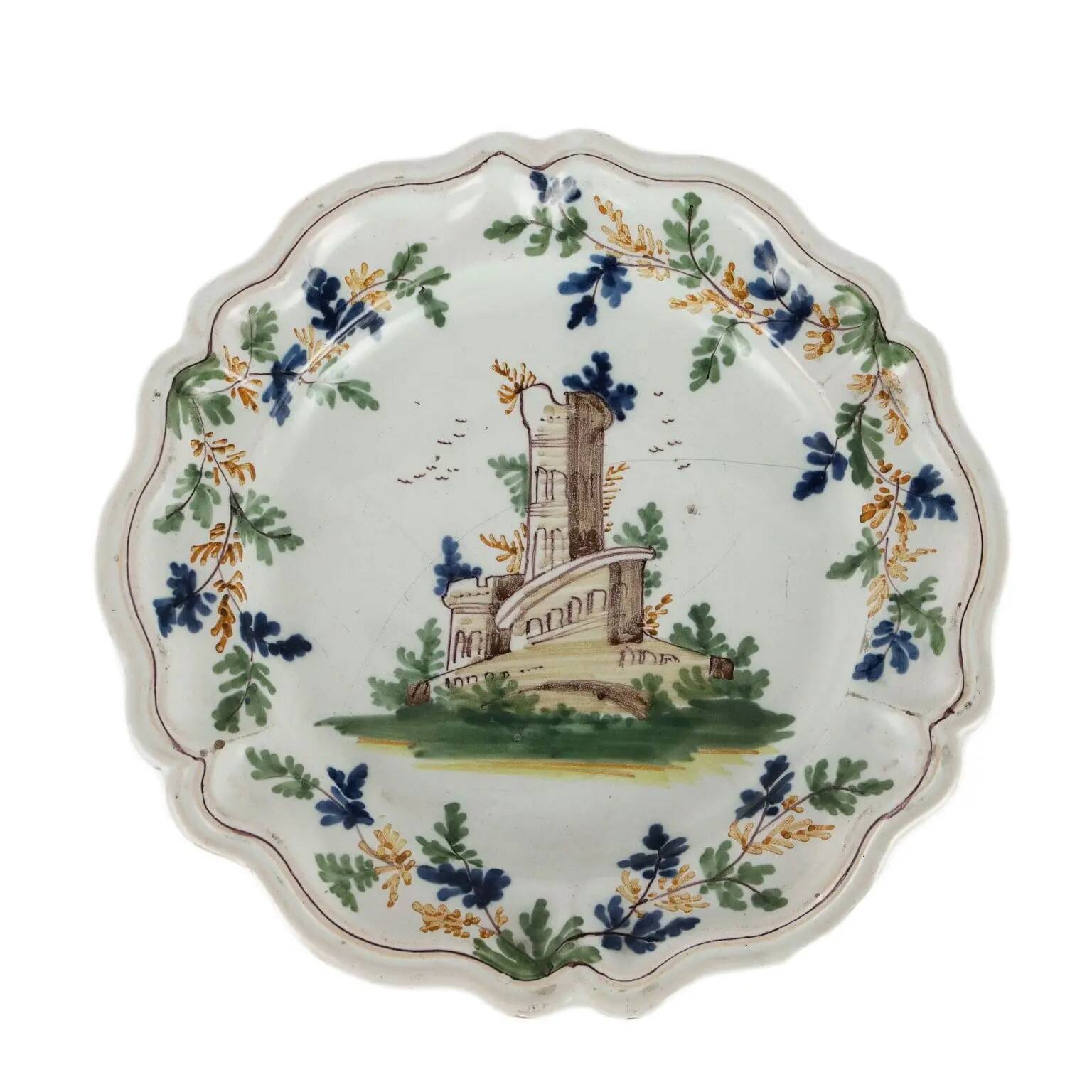 Antique majolica plate, Pavia, Italy, 18th century