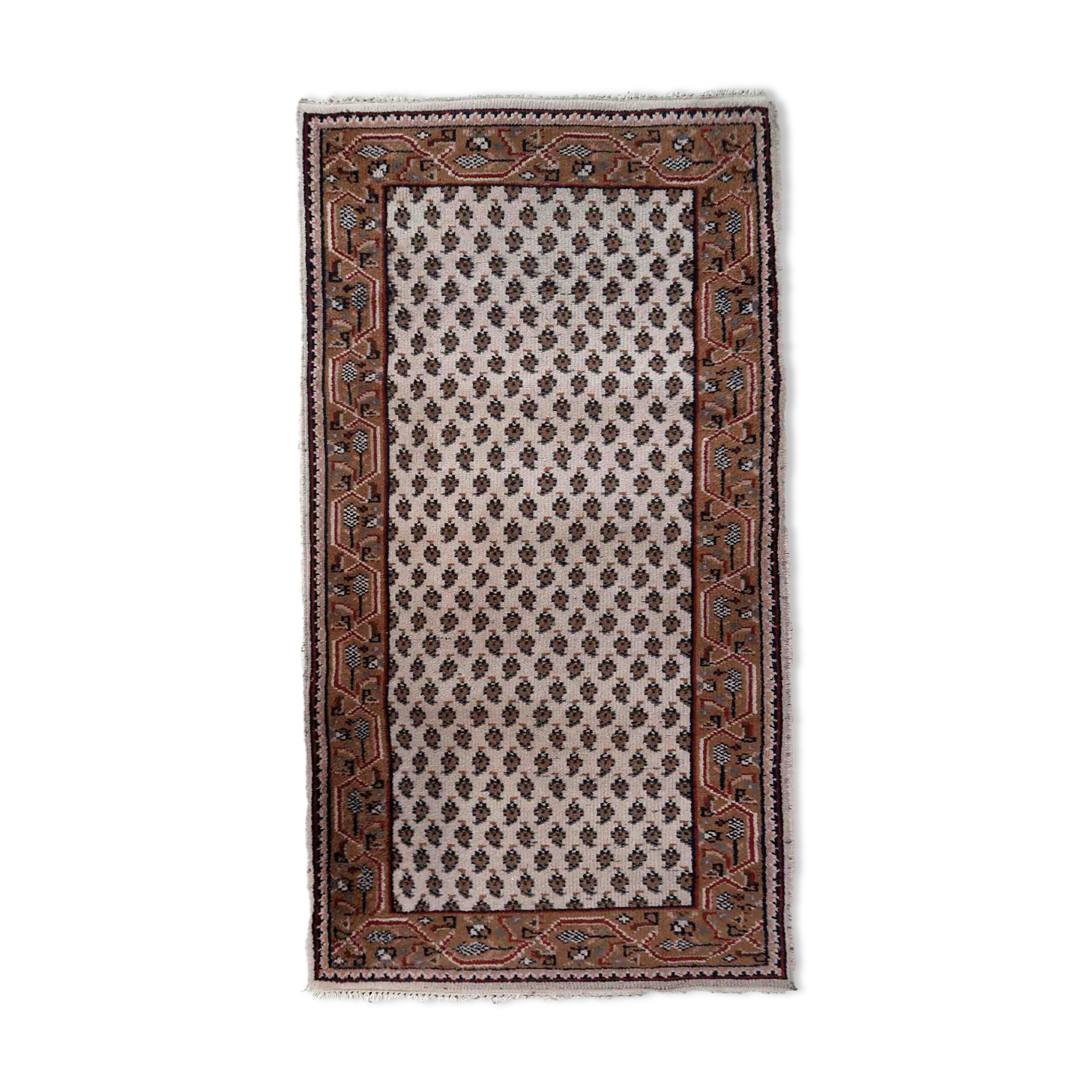 Vintage Indian carpet Seraband handmade 73cm x 143cm 1970s