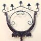 Floor candelabra in wrought iron and turned wood