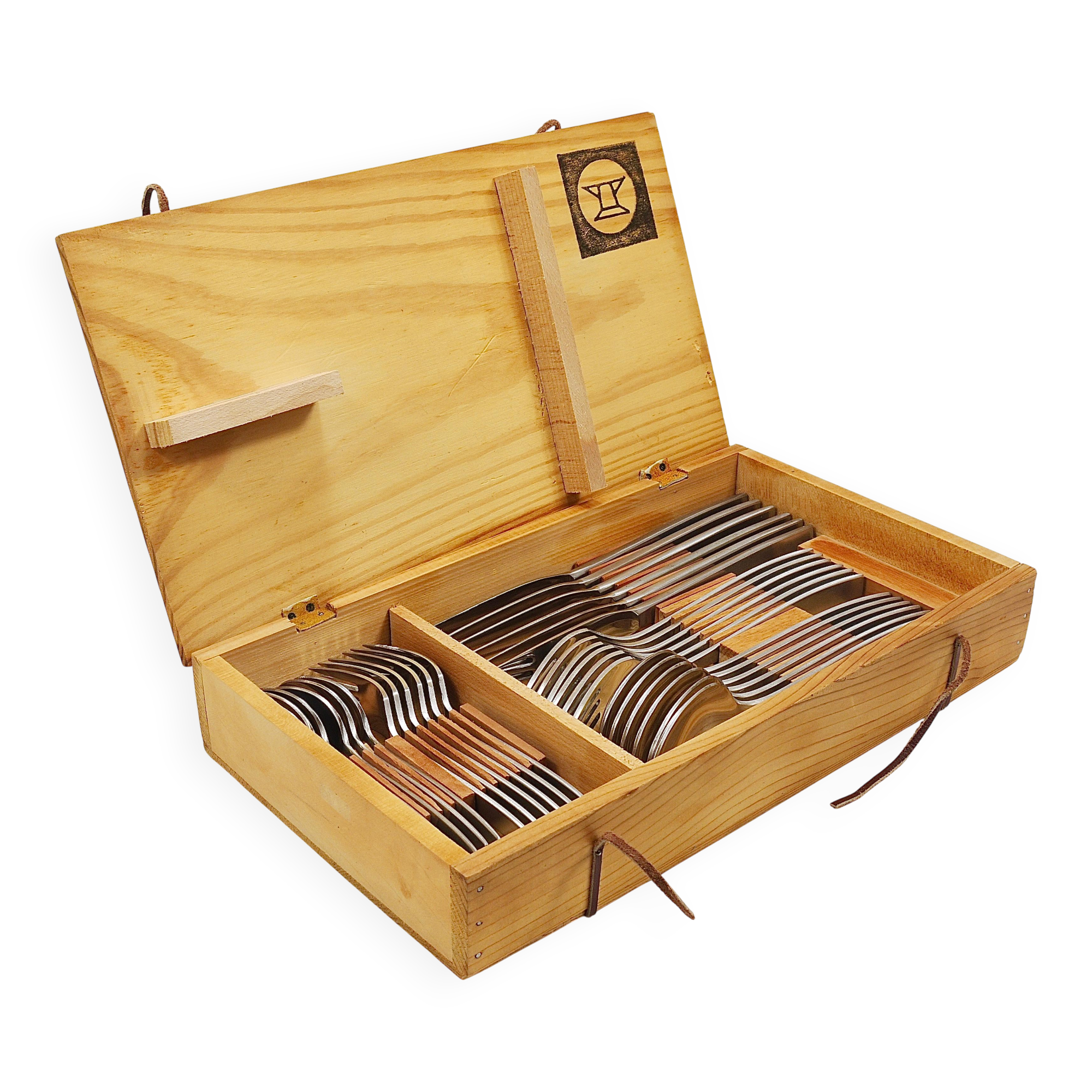 Boîte de couverts Helmut Alder Amboss 2050 pour six personnes, 30 pièces, Autriche, années 1950