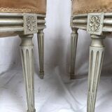Pair of white lacquered wooden chairs in Louis XVI style, 20th century