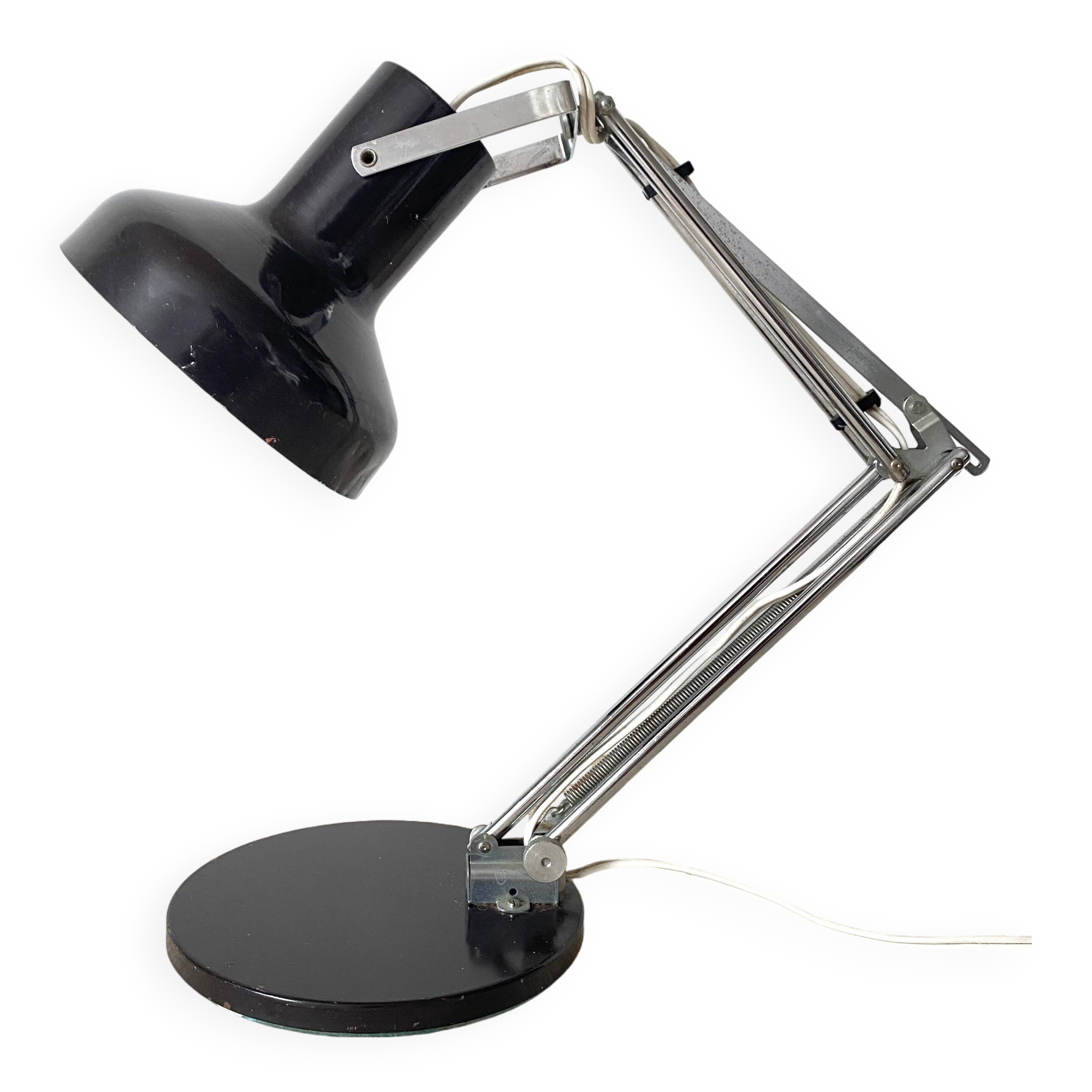 Adjustable metal and chrome desk lamp, 1960s-70s
