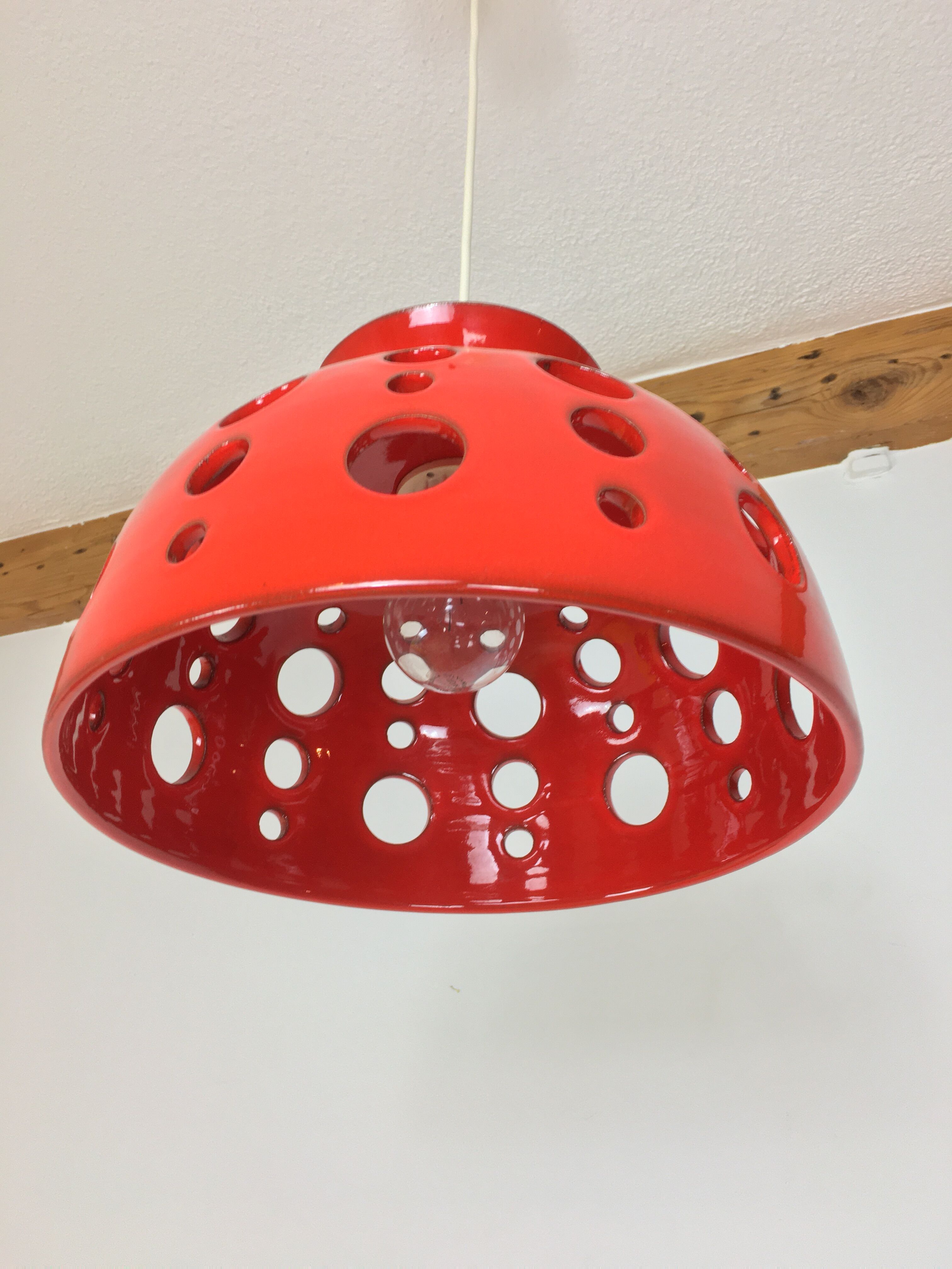 Ceramic hanging space age 70s, orange by Paul Badié