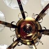 Antique Art Deco brass and glass chandelier