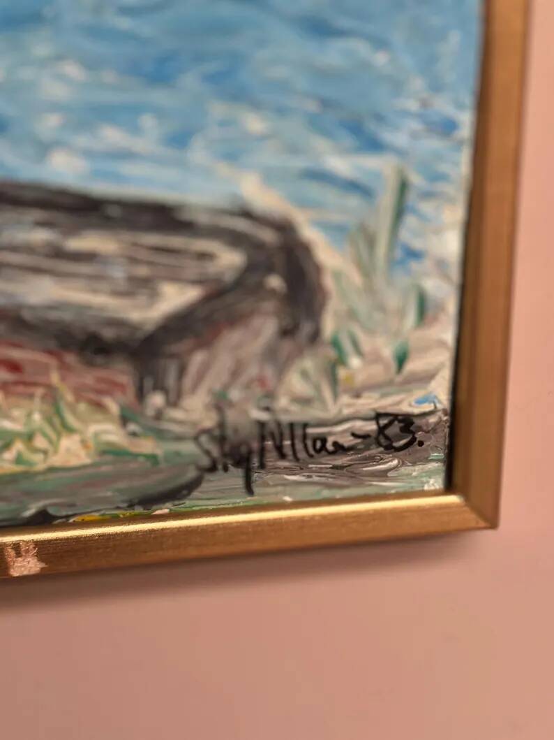 Original Oil on Swedish Panel - "Red Oak at Råå" by Stig Allan - Signed - Dated 1983 - Framed - 53 × 38 cm (20.9" × 15")