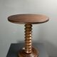 Midcentury brutalist wood turned side table, Charles Dudouyt style, 1950s
