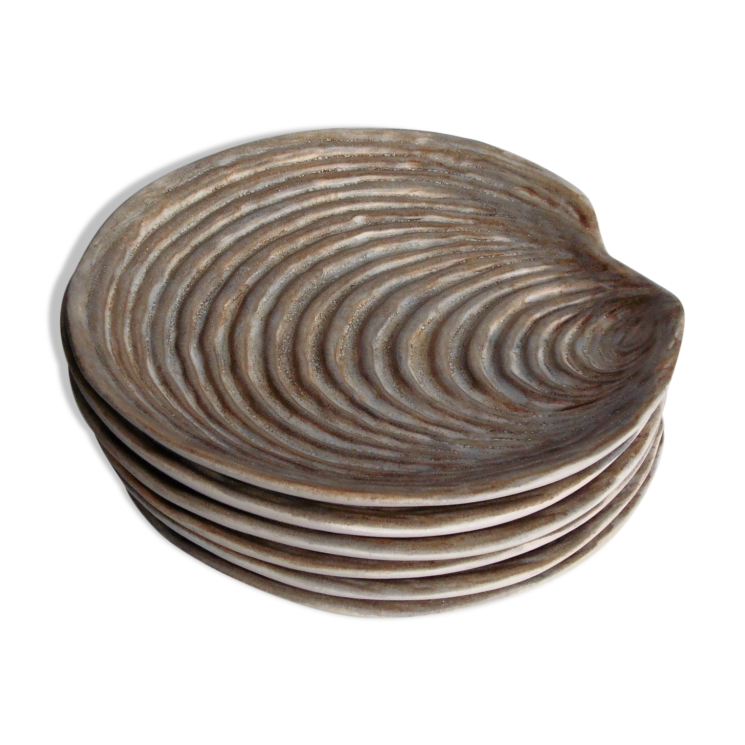 6 Shellfish plates by Dominique Guillot Vallauris from the 60's