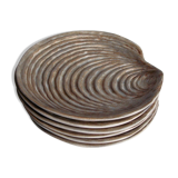 6 Shellfish plates by Dominique Guillot Vallauris from the 60's