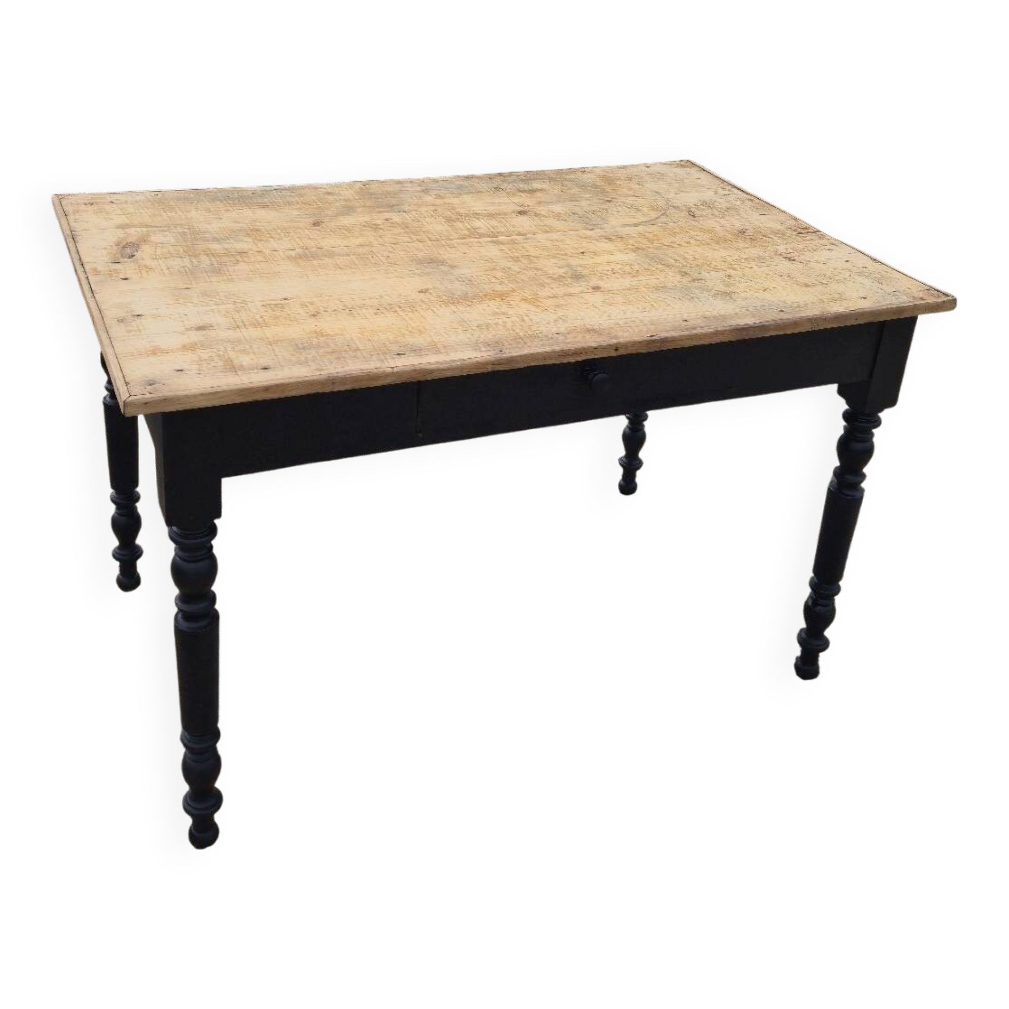 Louis Philippe style 1900s bistro farmhouse table with swivel legs