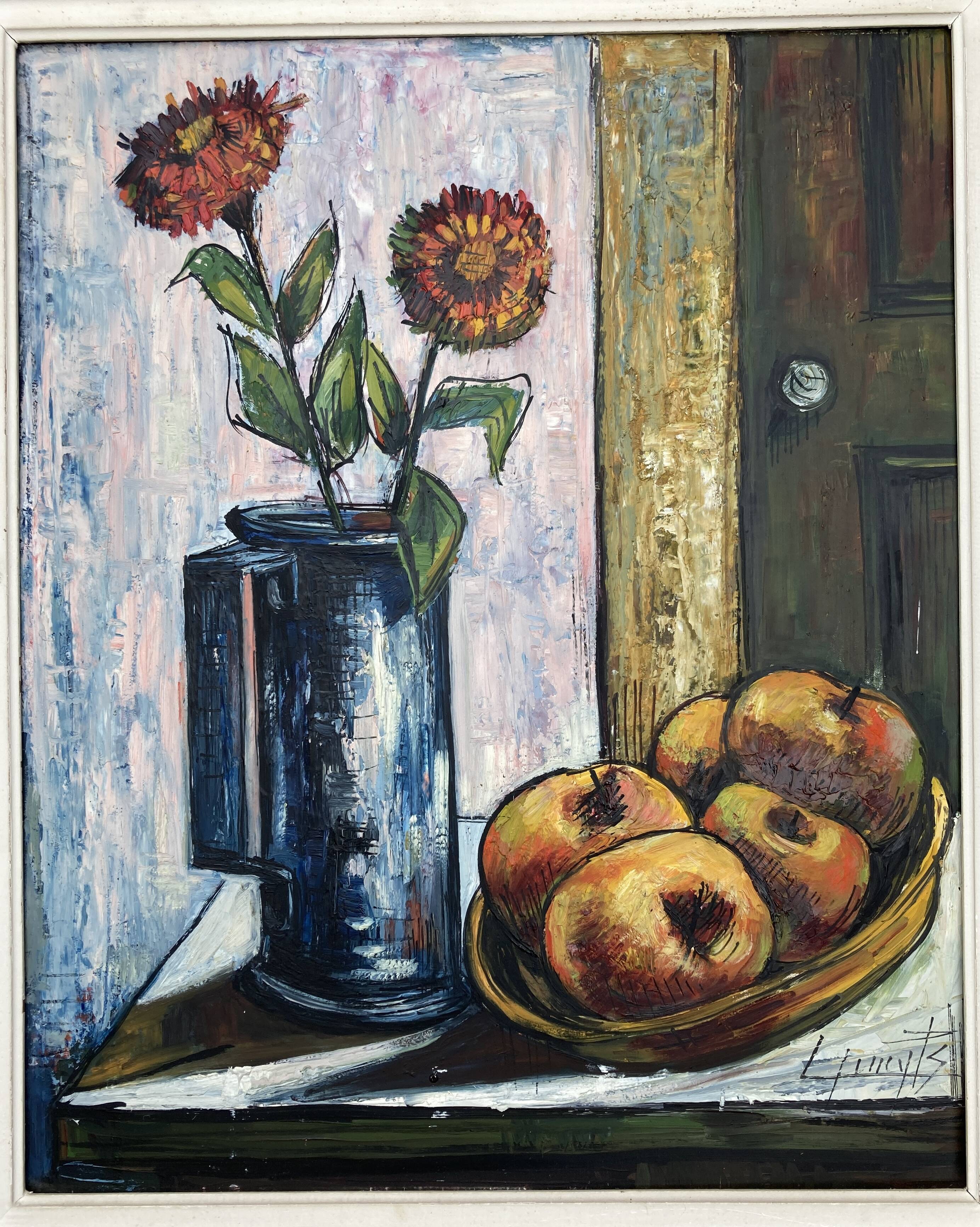 Vintage painting - Still life - apples - French New Realism