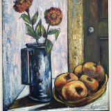 Vintage painting - Still life - apples - French New Realism