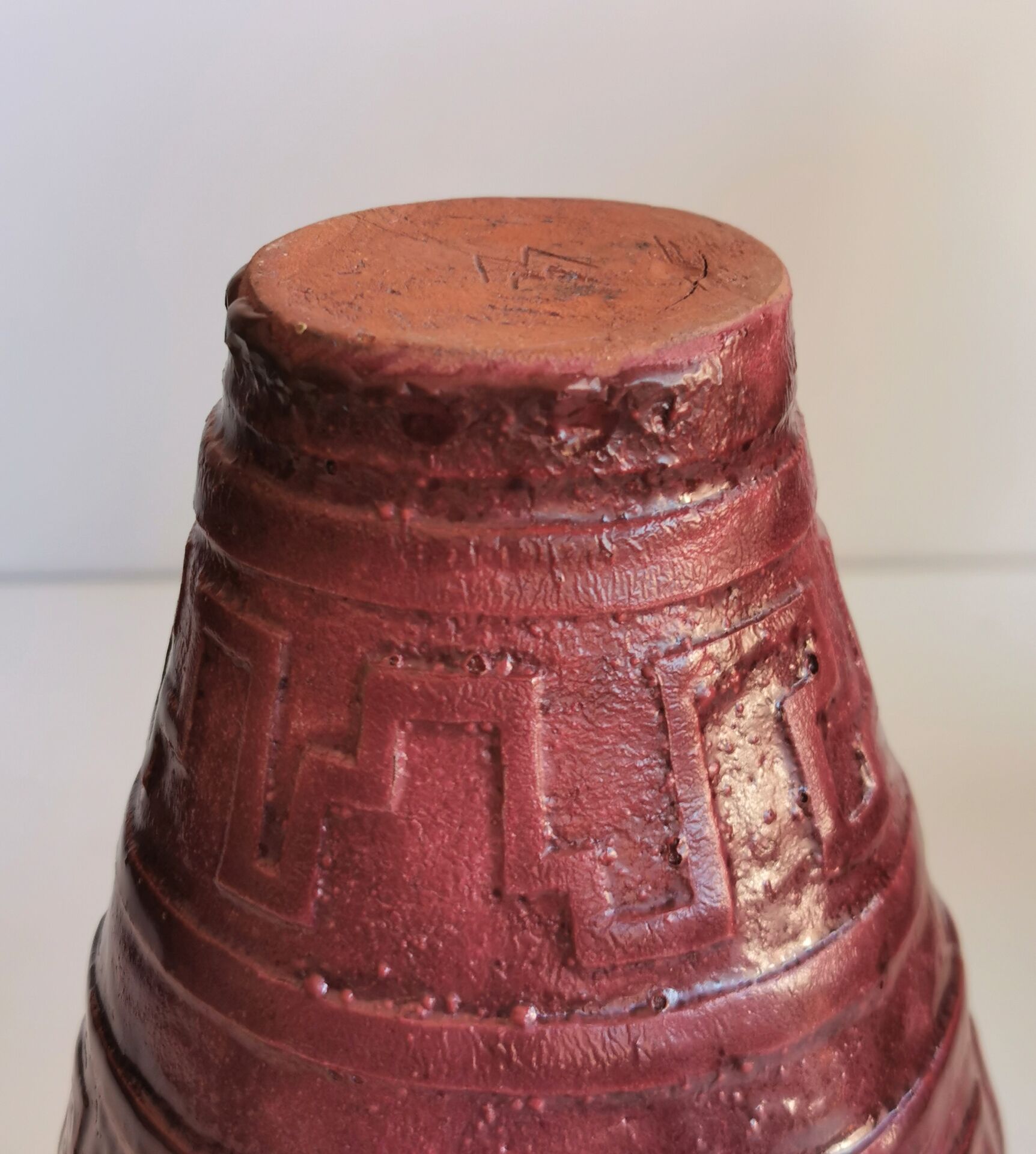 Glazed terracotta vase Art Deco signed WW