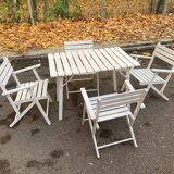 4 folding garden chairs in solid white wood