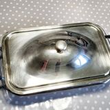 Pyrex and silver dish