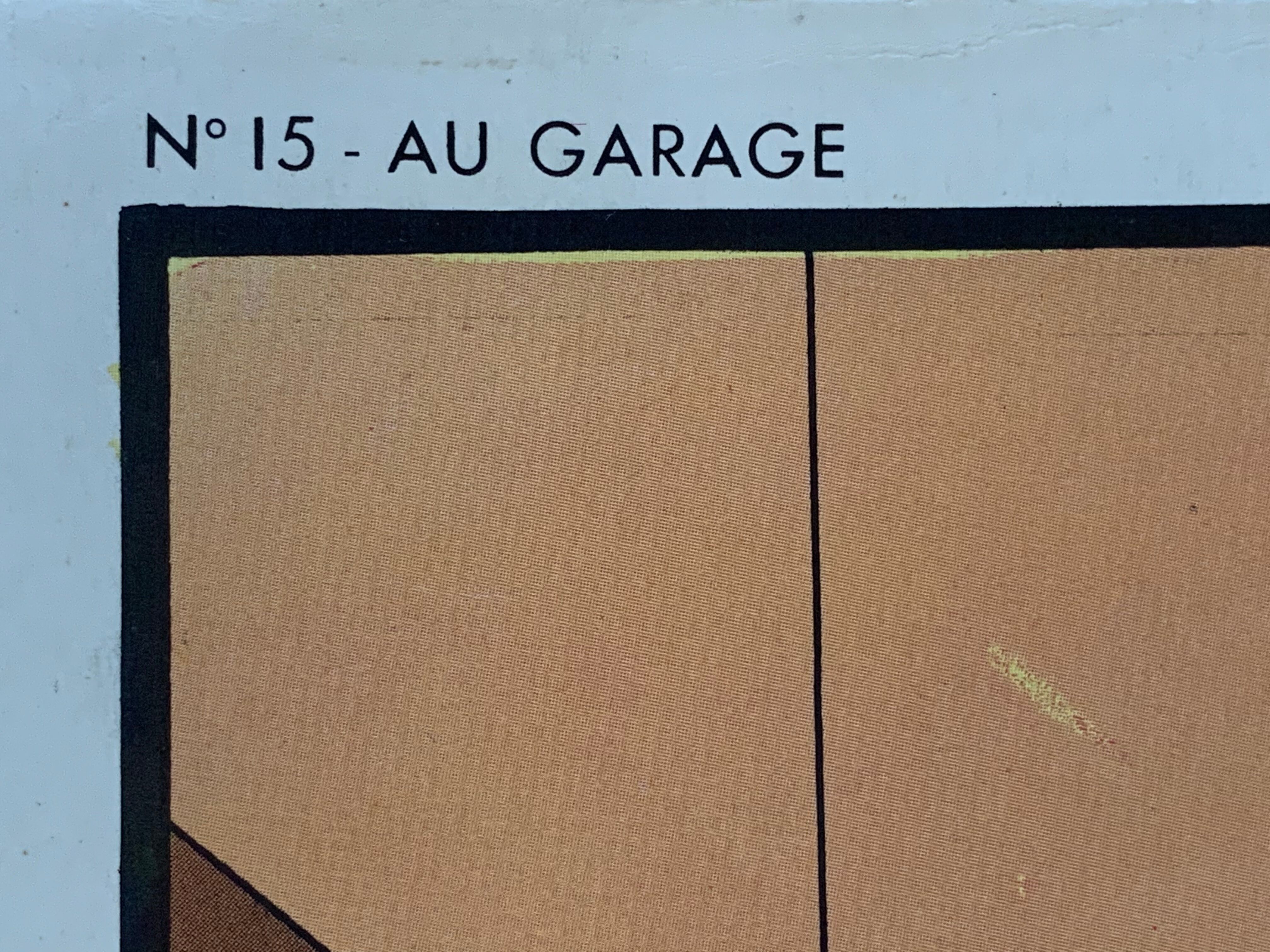 School poster 1960 framed double-sided n14bis The butcher charcutier- n 15 The garage