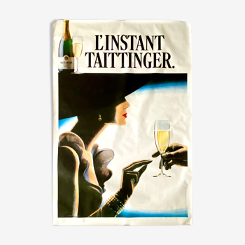 Affiche vintage originale L’instant Taittinger lithographie offset vers 1990