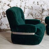 Fauteuil en velours vert "spage age" par Beka, 1970